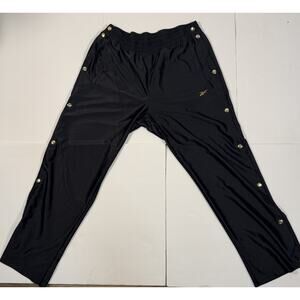 Mens Reebok Black with Gold Tone Button Snap On Track Pants Size L